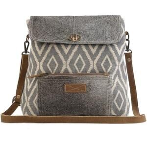 Myra Bag Cow Hair Canvas Shoulder Crossbody Bag Purse Great Condition